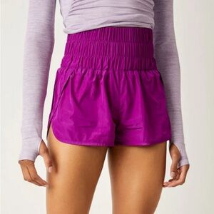 Free People Magenta Athletic Shorts with Elastic Waistband